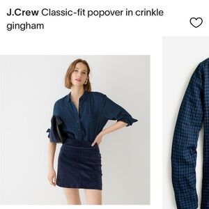 J.Crew Navy Gingham Popover Shirt